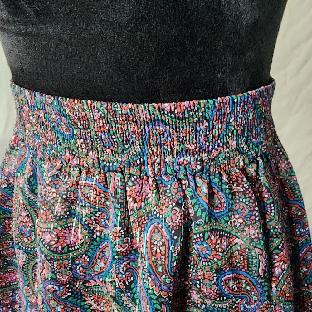New! Ann Taylor LOFT Size XS Metallic Floral Ruffled Chiffon Cottage Mini‎ Skirt